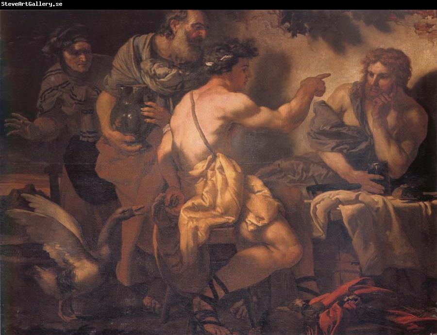 Johann Carl Loth Fupiter and Merury being entertained by philemon and Baucis